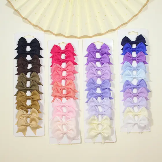10Pcs/Set Laço De Cabelo Grosgrain Ribbon Bowknot Clipes de Cabelo para Meninas Headwear Acessórios Feitos à Mão