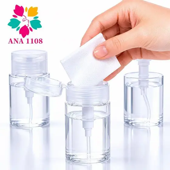 ANA1108 Porta Acetona 100ml Frasco Transparente Push Down Pump Removedor De Maquiagem Recarregável Reutilizável