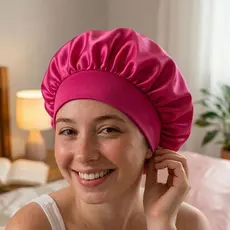 Touca Dupla Face De Cetim Anti Frizz Hidratação Confortável Faixa Grossa Pink Envio Imediato