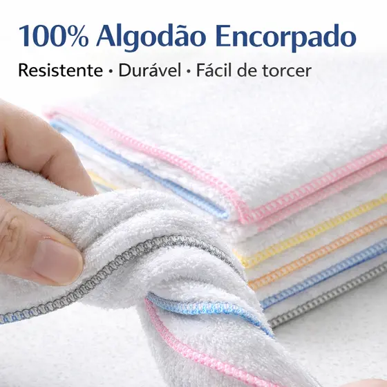 Panos de Pia Multiuso de Limpeza em Algodão Reutilizável Alta Absorção e Durabilidade
