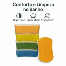 Esponja de Banho Dani Bucha Esponflora Dupla Face Limpeza Macia e Esfoliante