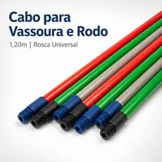 Cabo de Madeira para Vassoura Rodo, Haste Bastão Plastificado Rosca Universal 1,20m