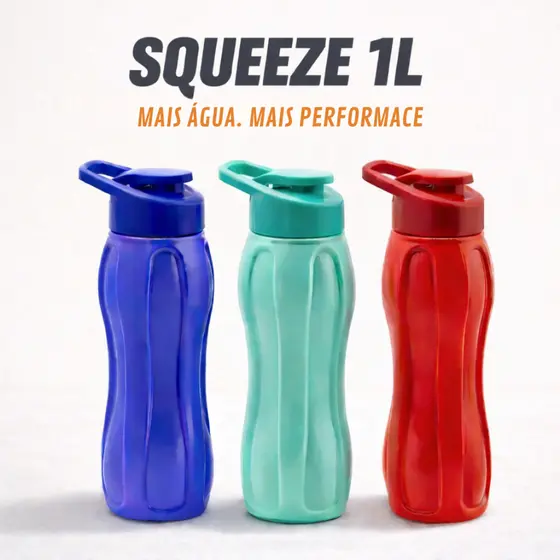 Garrafa Squeeze 1 Litro Com Alça Tampa Segura Para Academia Trabalho