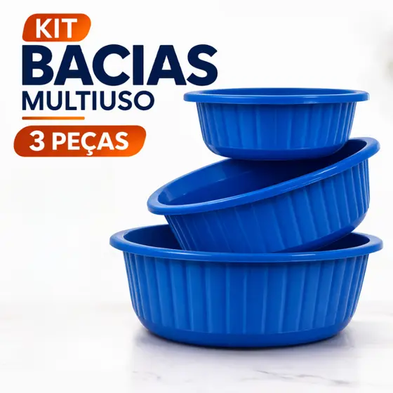 Kit Bacias Plásticas Multiuso 3 Peças Inplast 1L 2L 4L | Bacias para Cozinha
