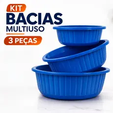 Kit Bacias Plásticas Multiuso 3 Peças Inplast 1L 2L 4L | Bacias para Cozinha