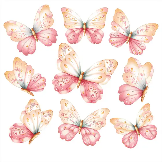 Cartela 99 Adesivos Borboletas De Parede  Aquarela Decoração Quarto Infantil, escritório, jardim, festa capacete moto