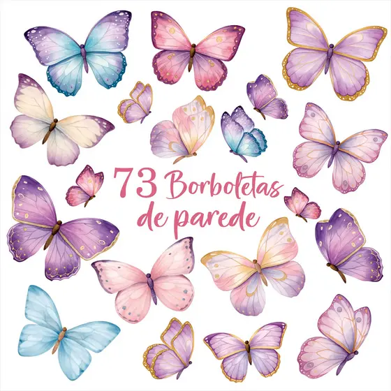 73 Adesivos Borboletas aquarela de parede, quarto infantil e decoração, carro, moto e capacete