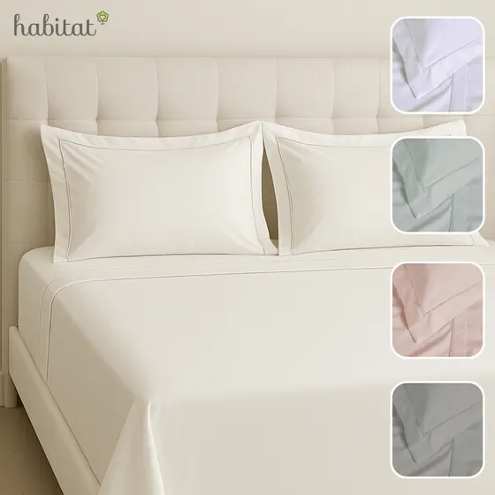 Jogo de Cama Lençol e Porta Travesseiro 4 Pçs 100% Algodão 300 Fios Casal Queen King Essence Habitat