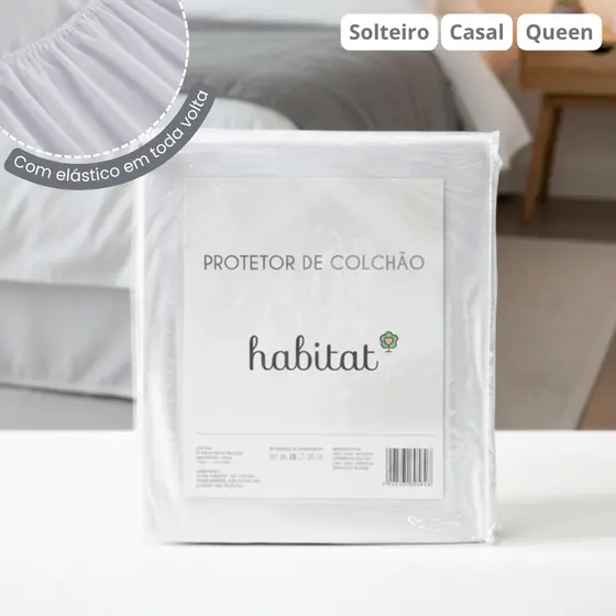 Capa Protetor de Colchão Queen Casal Solteiro 100% Impermeável Com Elástico Algodão Habitat