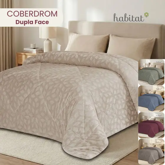 Coberdrom Edredom Casal Queen Habitat Extra Macio Dupla Face Quentinho e Confortável