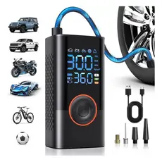 Bomba de Ar Portátil para Carro Sem Fio 4 em 1 Mini Compressor 4000mAh + LED +Calibrador Automático