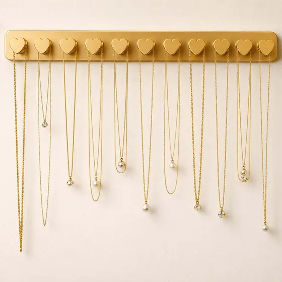 Organizador de Joias em Formato Coração Porta Bijuterias Colares Pulseiras e Acessórios Decorativo 17cm