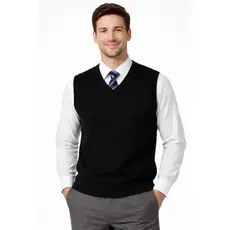 Pulover Colete Basico P M G Gg Lã Suéter Masculino  Tricô Tricot Frio Decote V Sobreposicao Homem Marrom Inverno Social
