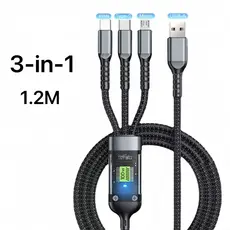 Cabo de Carregamento 3 em 1, Potência 100W 6A, Liga de Zinco durável, para Micro e Tipo-C