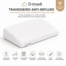 Travesseiro Tam G, Anti Refluxo Inclina Bebê Rampa Anatômica Berço Carrinho Fronha Lavável