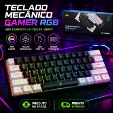 Teclado Gamer Mecânico RGB 60% AITEK Delta TM6101 Switch Vermelho USB ABNT2 61 Teclas