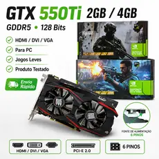 Placa de Vídeo GTX 550 Ti 2GB 4GB GDDR5 Para PC Escritório Estudos Jogos Leves