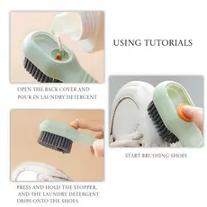 Escova De Limpeza Multiuso Com Dispenser Para Tênis Sapatos Roupas E Calçados