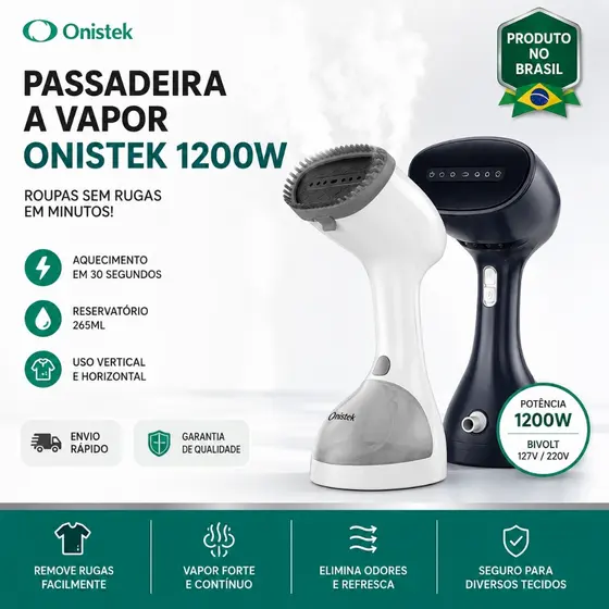 Vaporizador De Roupas Onistek 1200W Passadeira A Vapor 265ml Portátil 127V ou 220V