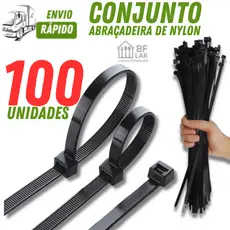 Cinta Plástica Abraçadeira de Cor Preto em Nylon 5cm Forte Resistente Pacote com 100 ou 50 unidades