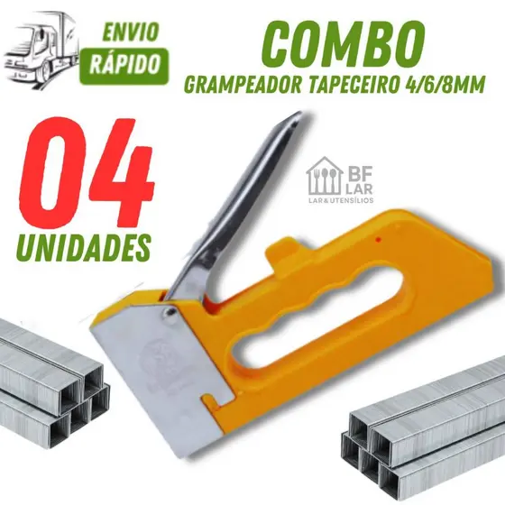 04/ 03/ 02/ ou 01 unidades de Grampeador de Tapeceiro e Grampo 08m de Alta Pressão Profissional