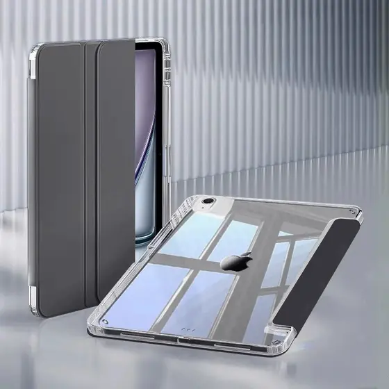 Capa Acrílica Transparente para iPad 5/6/7/8/9/10/11 Air M2/M3 com porta Apple Pencil - Proteção Rígida e Visual HD