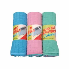 Kit 3 Panos Multiuso Microfibra Celeste | 48x58cm | Alta Absorção, Sem Fiapos, Lavável