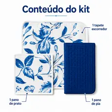 Tapete Aparador Escorredor de Louças em Microfibra Dupla Face + Pano de Prato + Pano de Pia