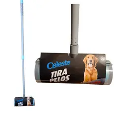 Mop Rolo Tira Lavável com Cabo Extensível Regulável Remove Pelos, Fiapos, Poeira, Cabelos