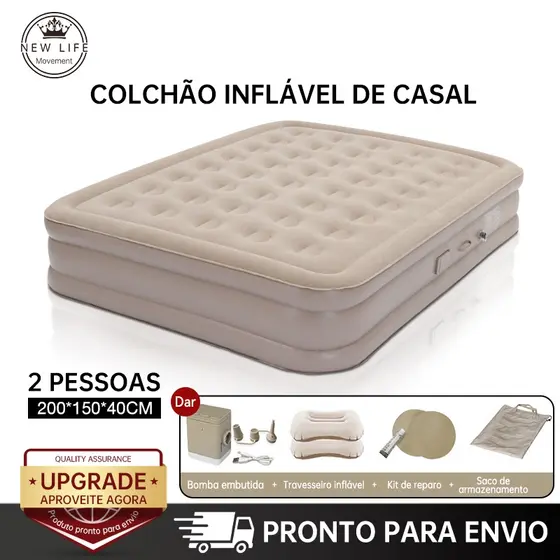 Colchão Inflável Queen Cama De Campanha Bomba Inflável Com Bateria De Lítio Integrada
