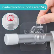Kit 4 Suportes Adesivos para Barra de Cortina - Instalação Sem Furos ou Pregos, Ajuste Fácil e Fixação Segura