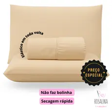Jogo de Lençol Cama Solteiro Casal Queen Box 3 Peças Liso com Elástico Promo Lançamento