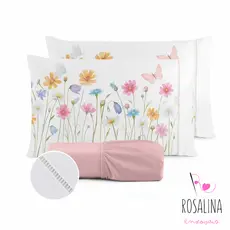 Kit Jogo de Cama Lençol Liso Fronha Estampada 400 Fios Micropercal Ponto Palito