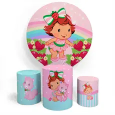 Kit Painel Moranguinho Baby Infantil Decorativo Comemoração Aniversário Divertido Evento + Trio Completo Alta Qualidade