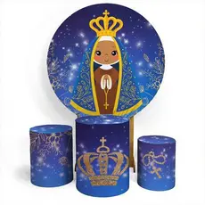 Kit Painel Religioso Nossa Senhora Decoração Noite e Dia + Trio Capas Tematico