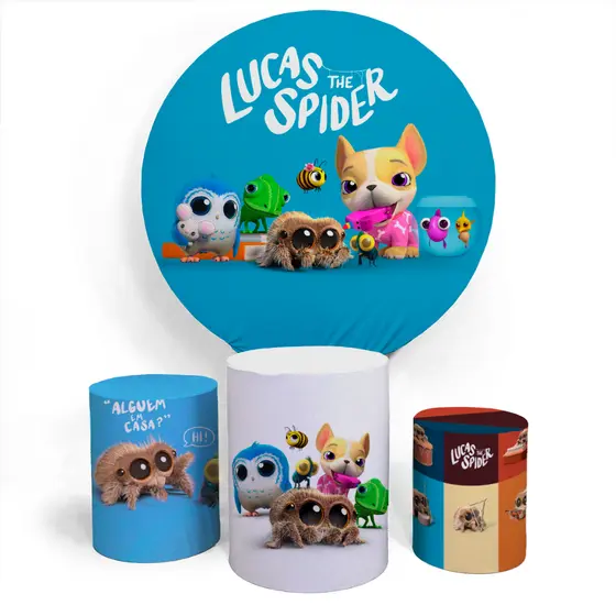 Kit Painel Lucas The Spider Aniversário Comemoração Aniversário Festa + Trio Capas Cilindro Vários Temas