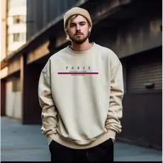 Blusa de Frio Gola Redonda Careca Moletom Feminino Masculino Estampa Paris Flanelado Peluciado