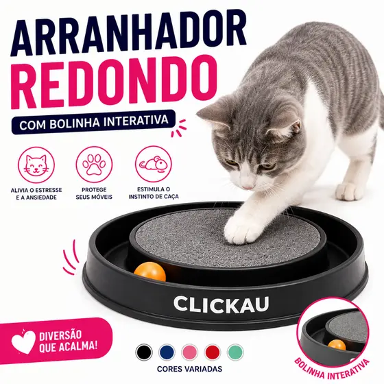 Arranhador para Gatos com Bolinha Interativa Brinquedo Antiestresse Relaxa e Protege os Móveis Pet