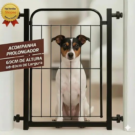 Portão Segurança Pet Grade Aramado Proteção Para Crianças Cães Outros Pets Acompanha Extensor 10cm