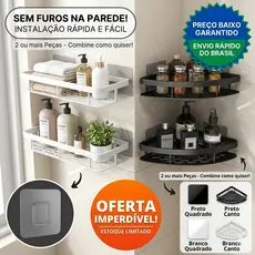 Suporte De Shampoo Organizador Alta qualidade Prateleiras De Banheiro Sem Furo Premium