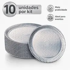 Prato Laminado Redondo Prata Kit 10 Un Prato Descartável Para Bolo Kit Festa Aniversário Decoração N3 N4 N5 N6 N7 N8