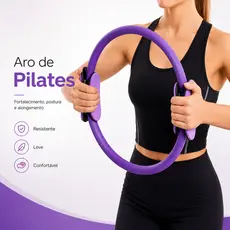 Anel Pilates Lopez Imports Magic Circle 36cm Flexível Antiderrapante Roxo
