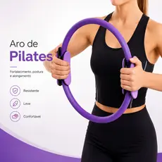 Anel Pilates Lopez Imports Magic Circle 36cm Flexível Antiderrapante Roxo Academia