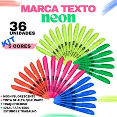 Kit 36 Canetas Marca Texto Vighs Neon e Pastel