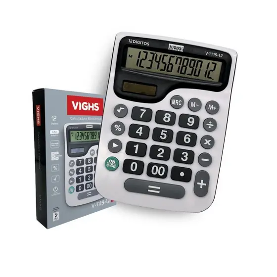 Kit 2 Calculadoras Mesa Grande Vighs V-1119 12 Dígitos