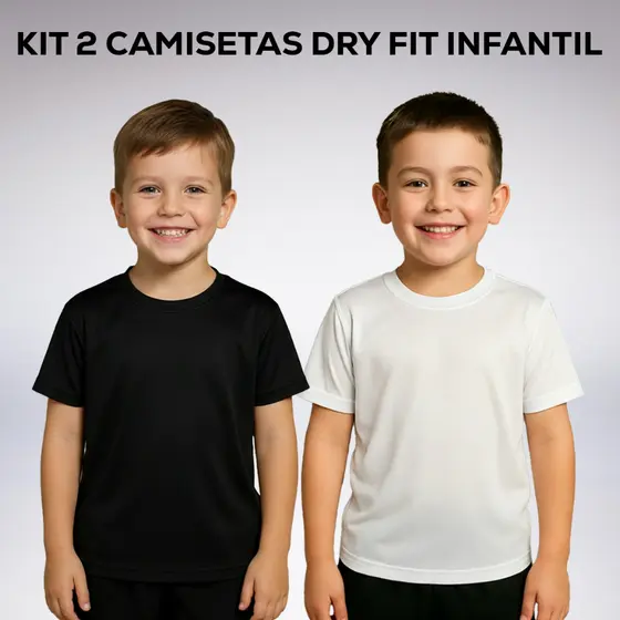 Kit com 2 Camiseta Infantil Lisa Básica Manga Curta Unissex Masculina e Feminino Lisa Básica