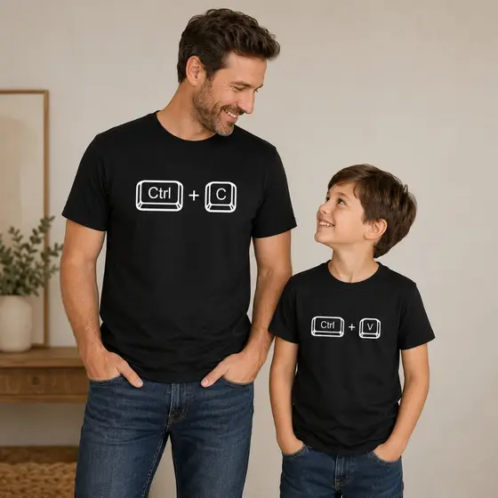 Kit 2 Camisetas Dry Fit Ctrl-C Ctrl -V Pai e Filho (a) Mãe e Filho (a)