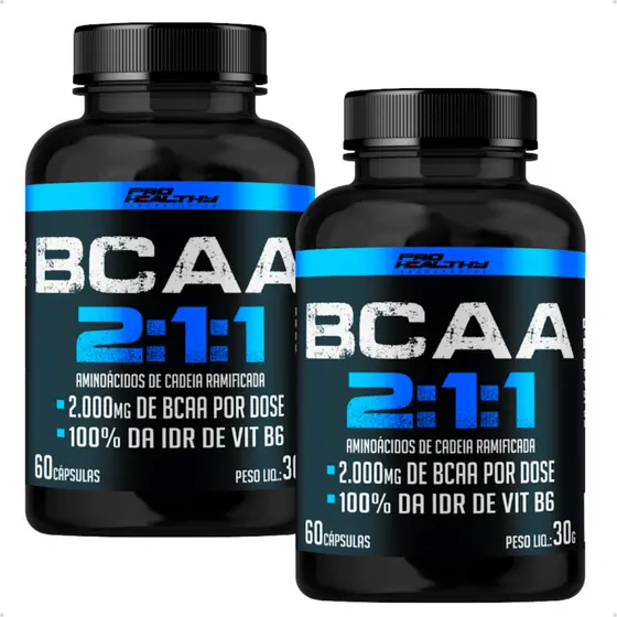Kit 2 Bcaa 2:1:1 2000mg - Potes 60 Cápsulas - Pro Healthy