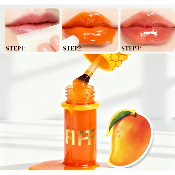 Hidratante e Aroma Tropical，Brilho Intenso-Gloss Labial Manga