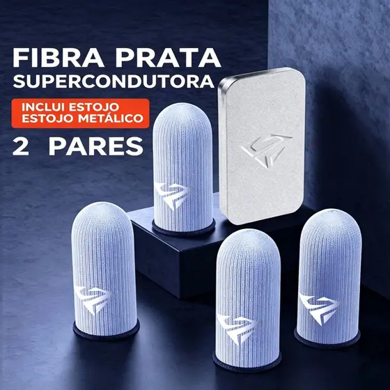 Dedais Touch Gamer Ultra Finos Anti Derrapante Kit 2 Pares Com Caixa Metálica Para Jogos Mobile